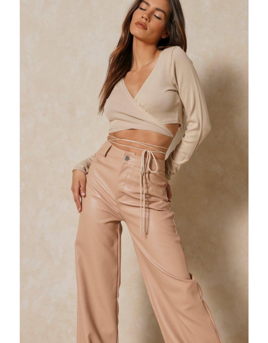 Knitted Wrap Detail Cropped Top