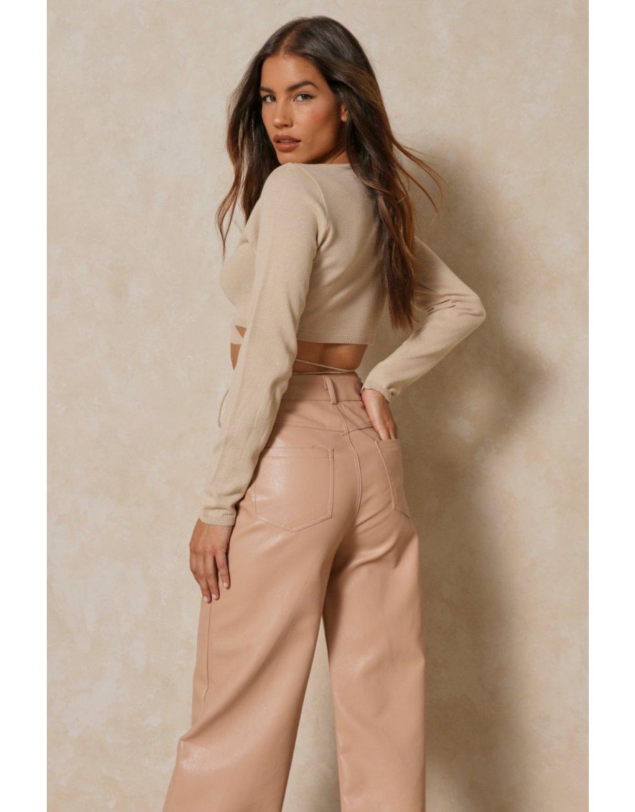 Knitted Wrap Detail Cropped Top - 2