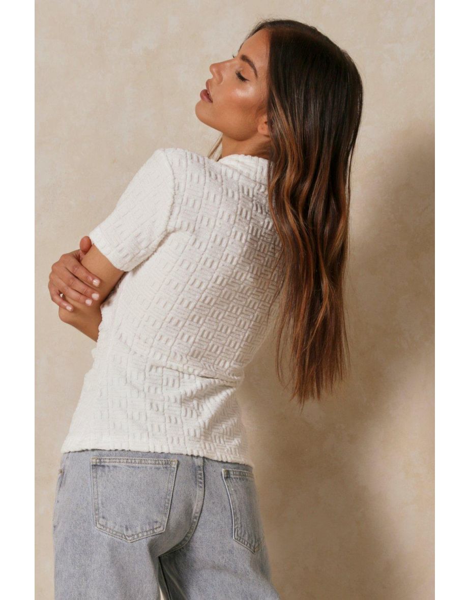 Monogram Embossed Ruched Top - 2
