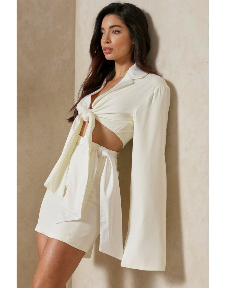 Premium Tailored Cropped Tie Blazer