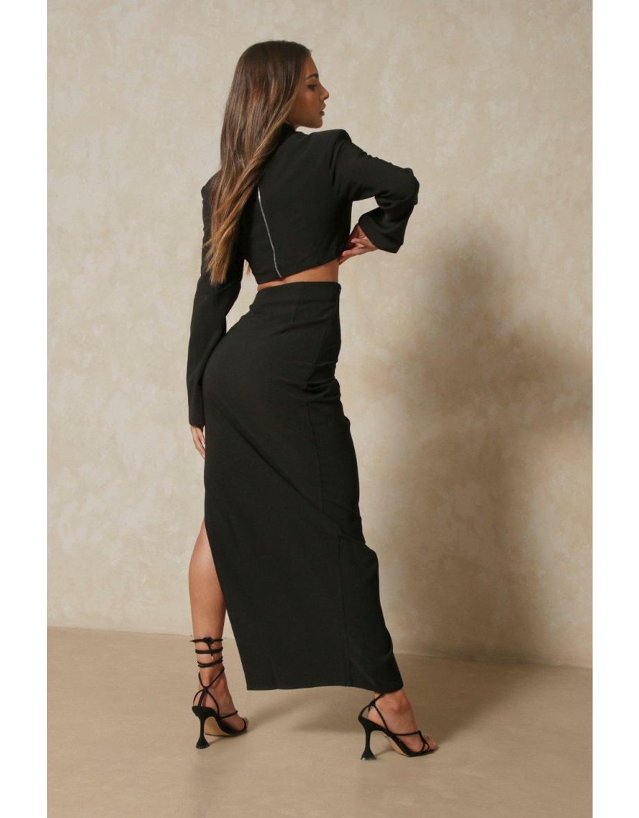 Premium Tailored Ruched Side Maxi Skirt - 2