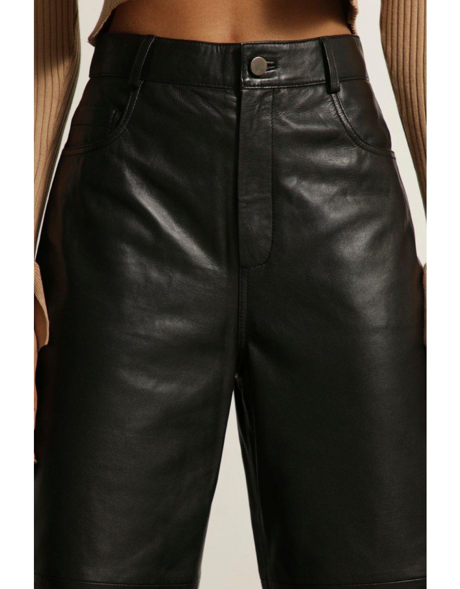 Premium Leather Wide Leg Trouser