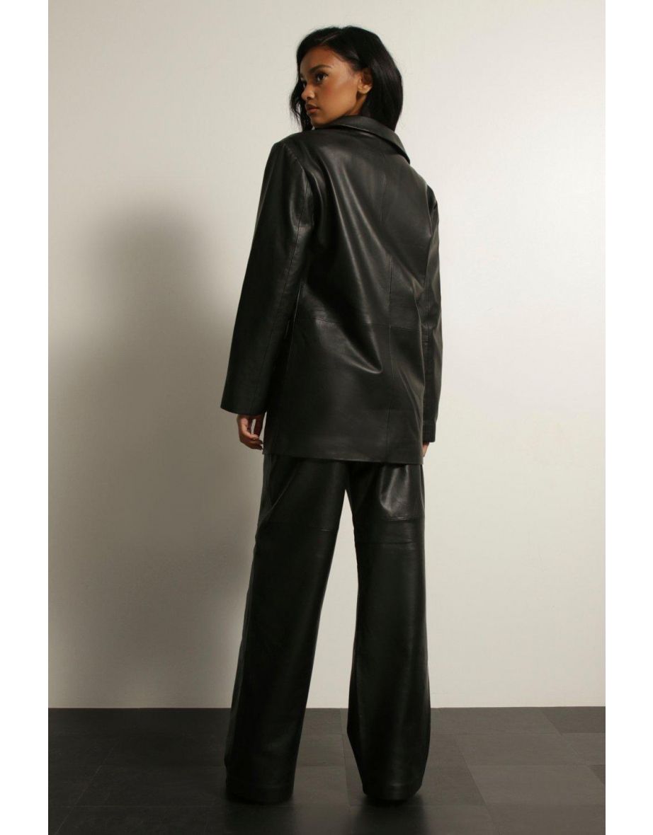 Premium Leather Wide Leg Trouser - 1