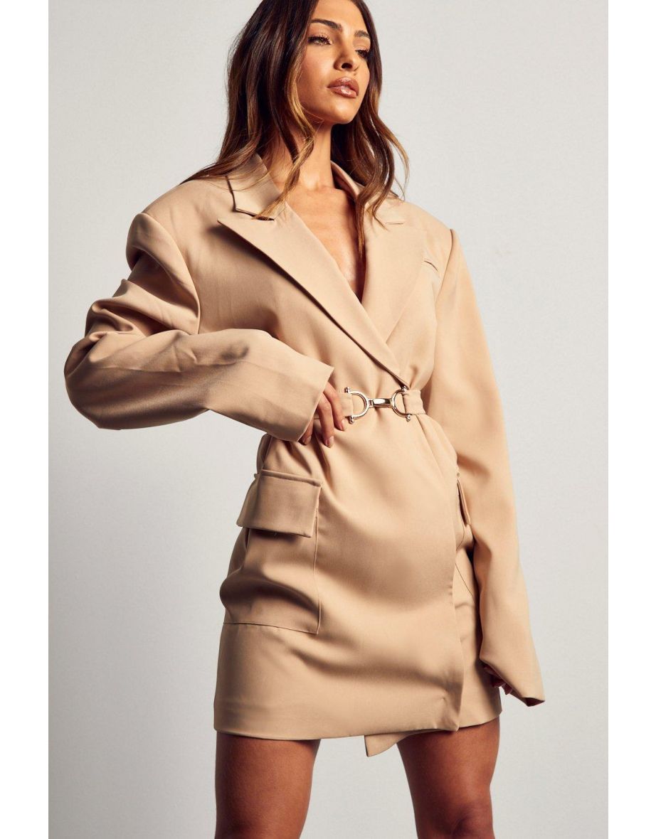 Clip Front Oversized Blazer Dress