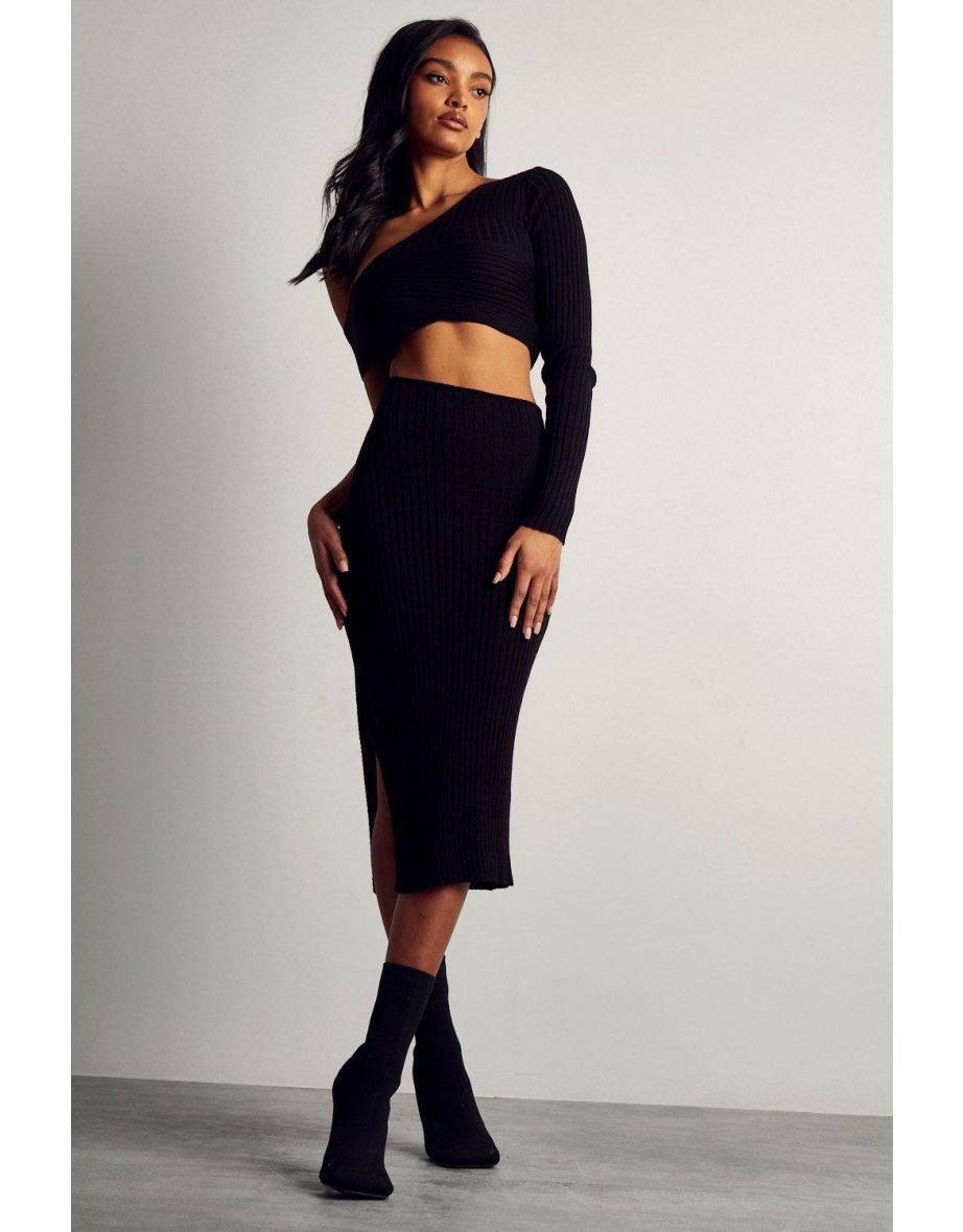 Asymmetric Knitted Midi Dress