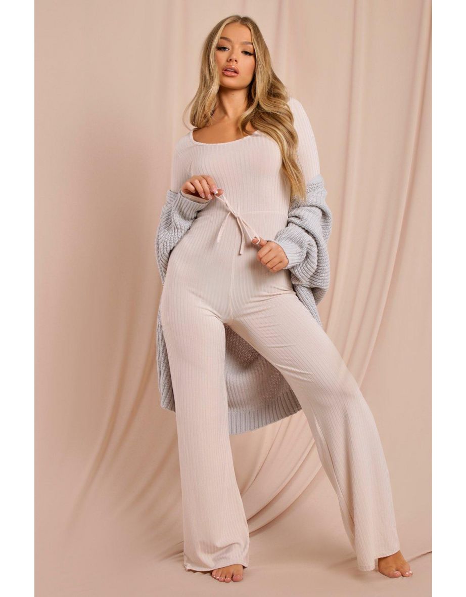 Ribbed Scoop Neck Wide Leg Jumpsuit