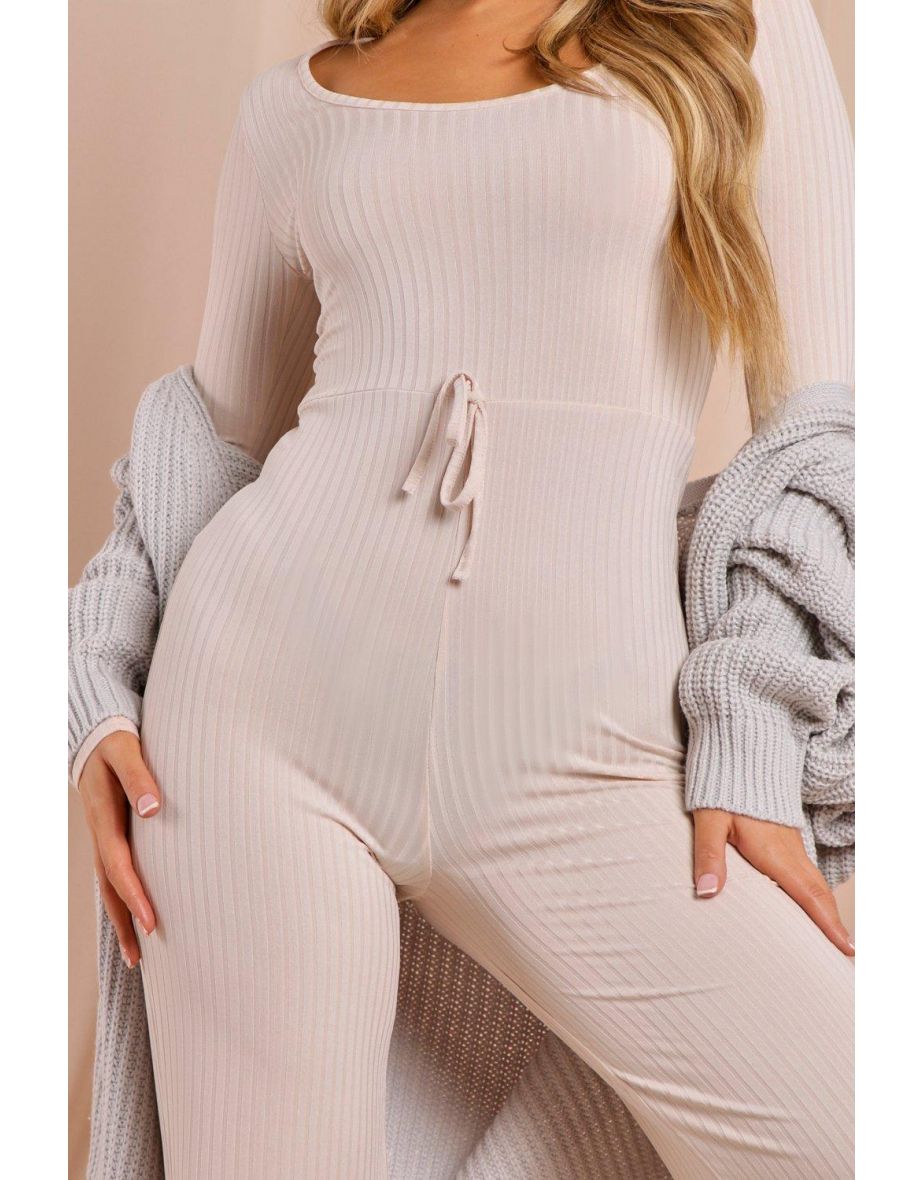 Ribbed Scoop Neck Wide Leg Jumpsuit - 2