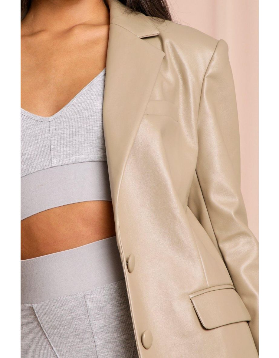 Tia Oversized Leather Look Blazer - 2
