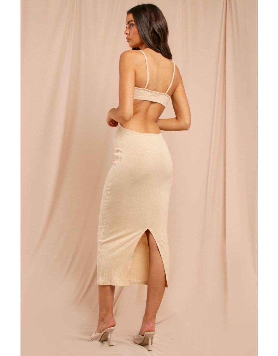 Missé Ribbed Strappy Cut Out Midaxi Dress - 2
