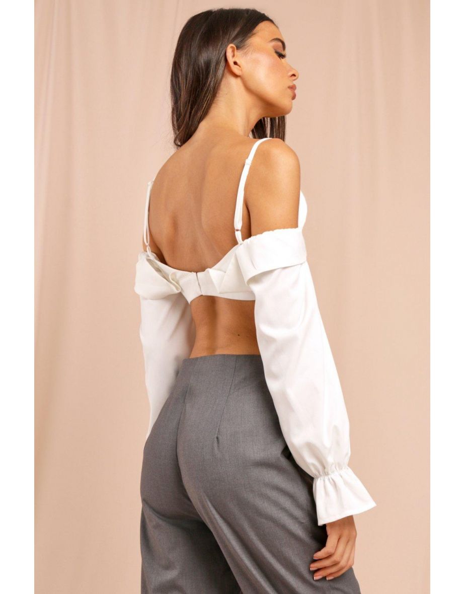 Missé Puff Sleeve Bralet Crop Top - 2
