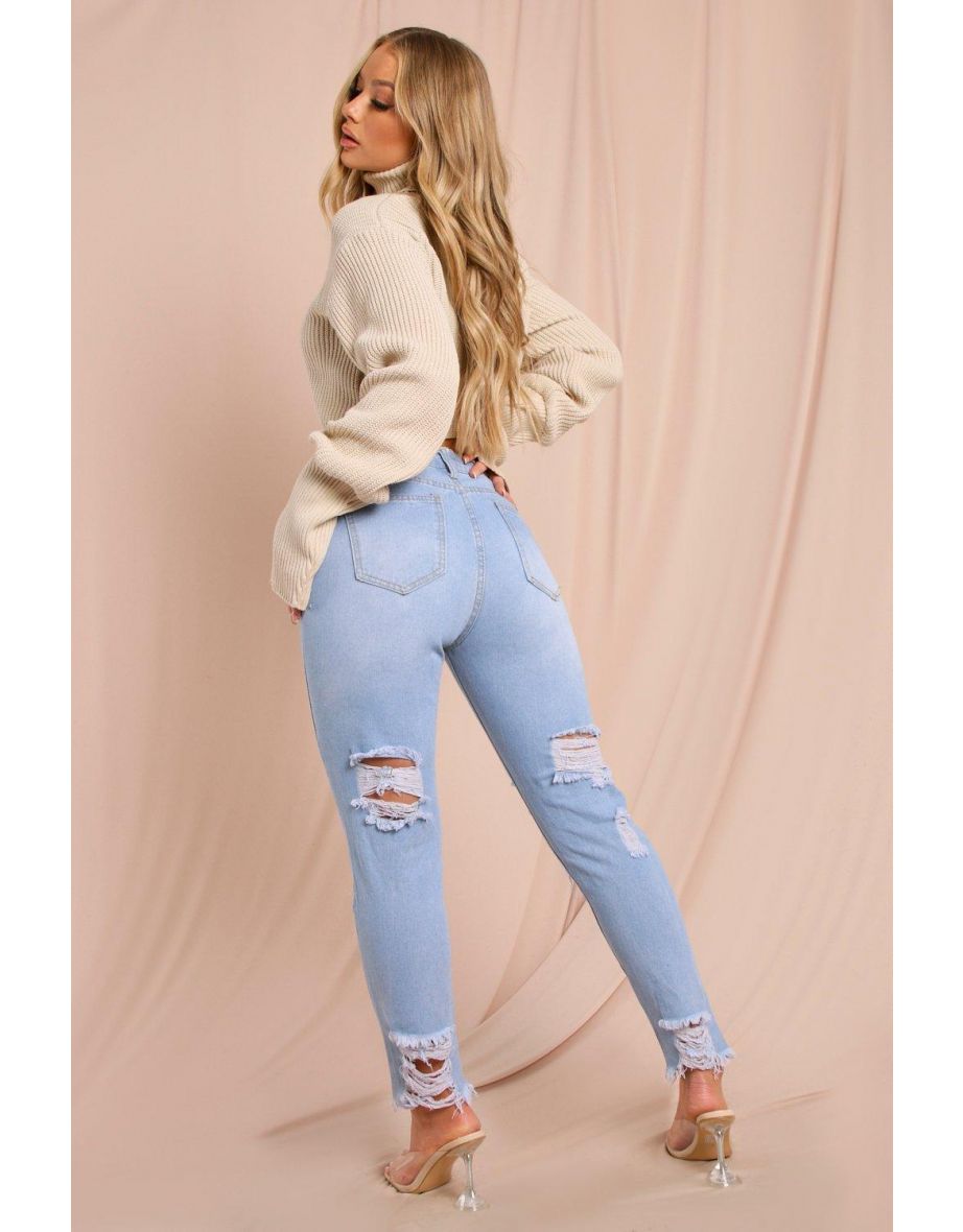 Mid Rise Extreme Distressed Skinny Jeans - 2