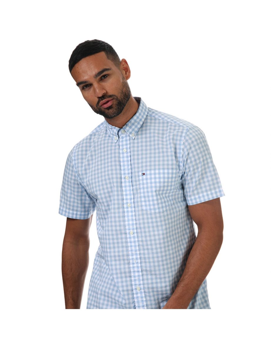 Men's Tommy Hilfiger Gingham Short Sleeve Shirt in Blue - 5