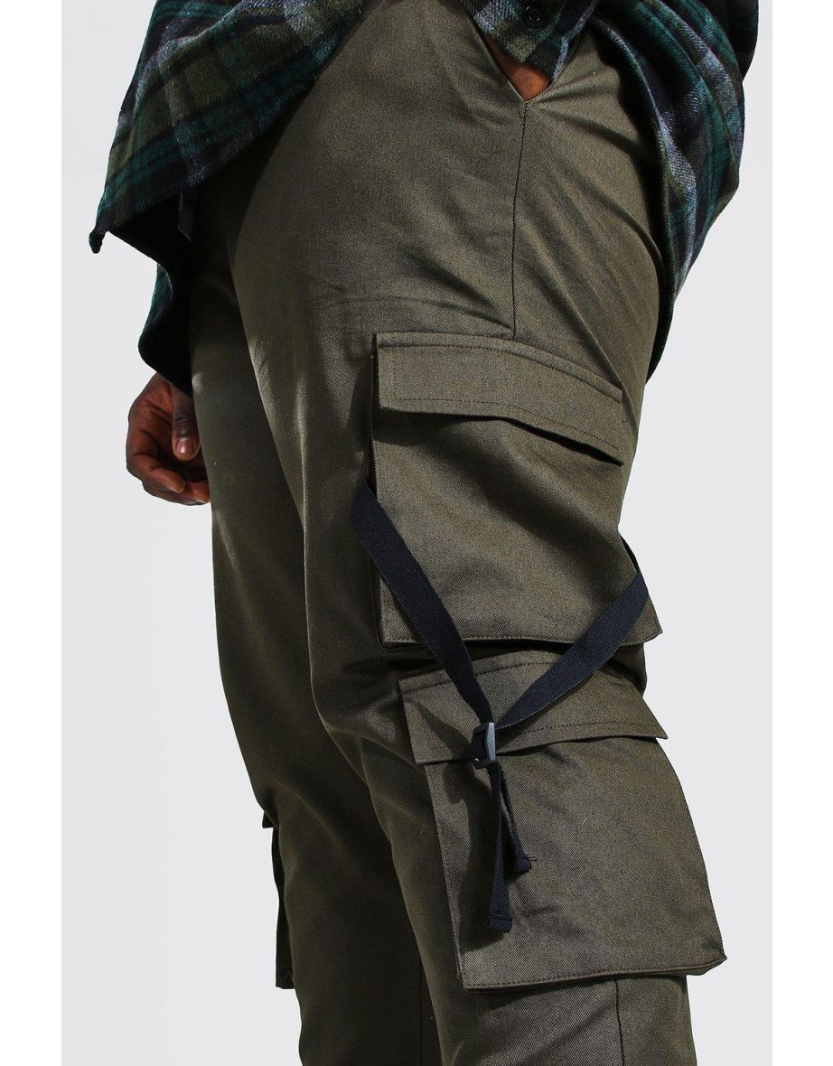 Plus Size Strap Detail Woven Cargo Jogger - khaki - 2