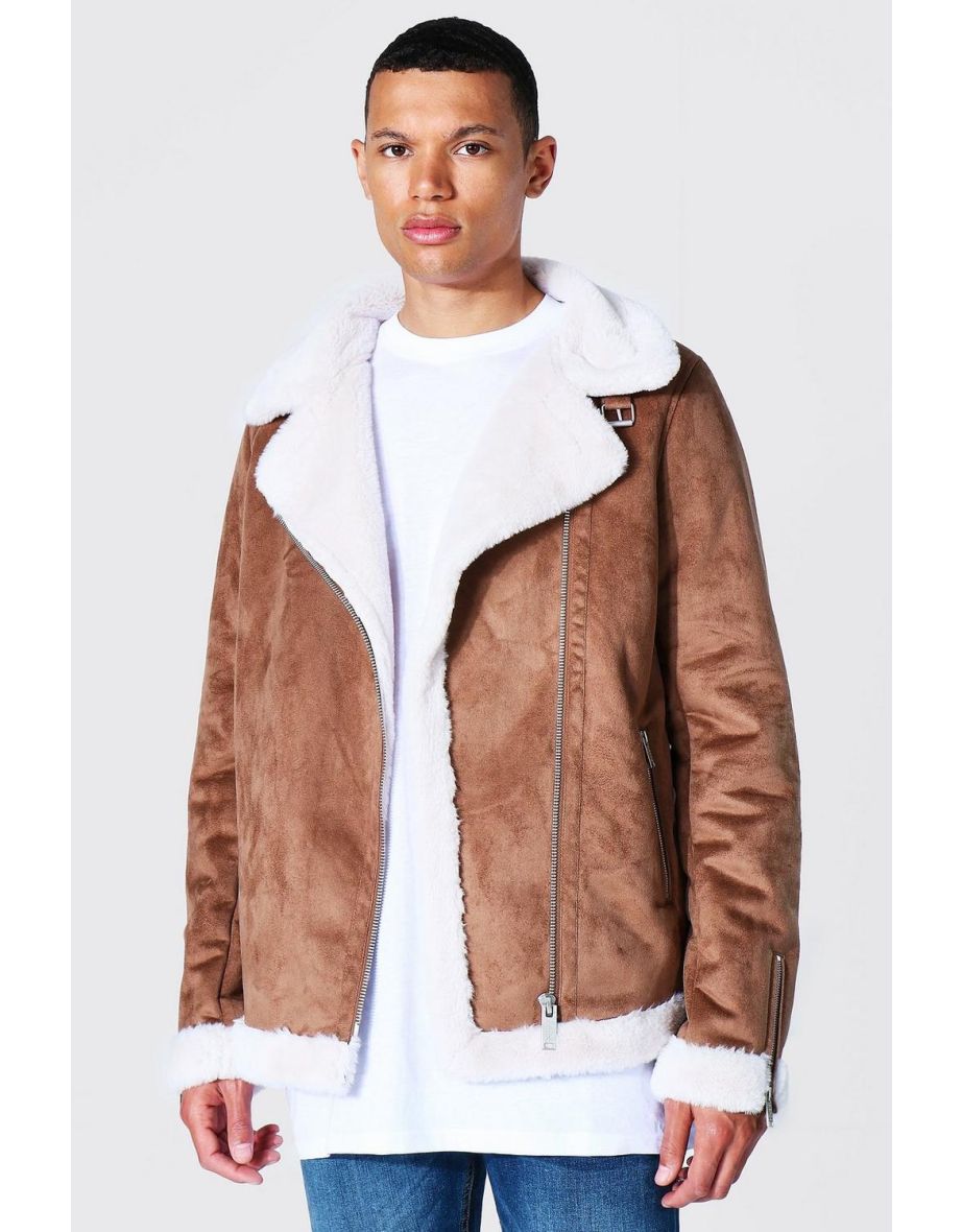 Faux fur hotsell lined suede aviator