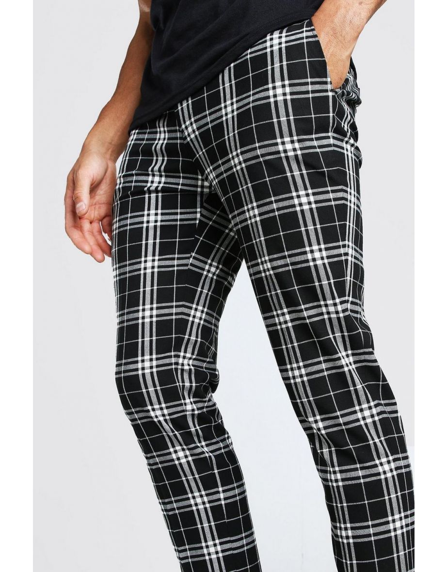 Mono Tartan Cropped Smart Trouser - black - 2