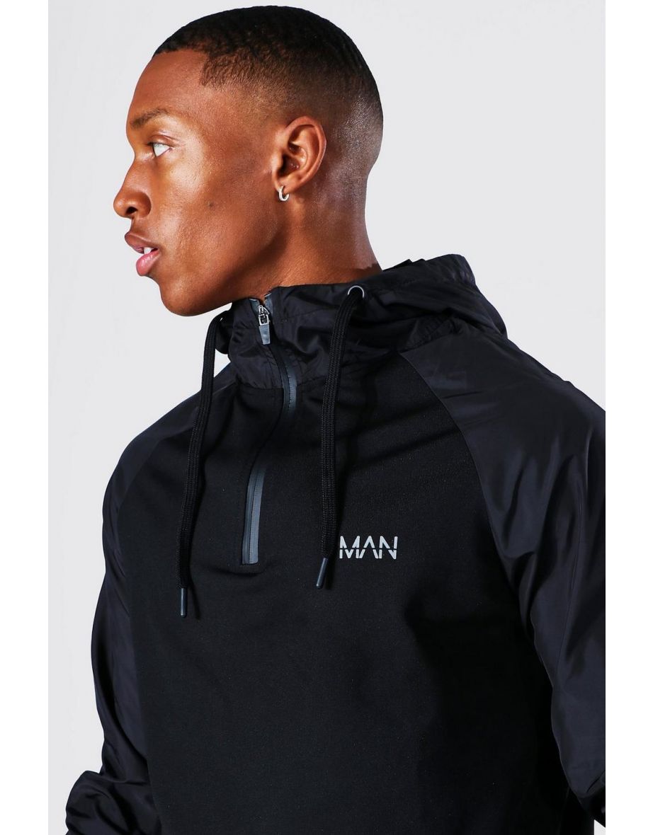 Man Active Gym Hoodie With Matte Sleeves - black - 2