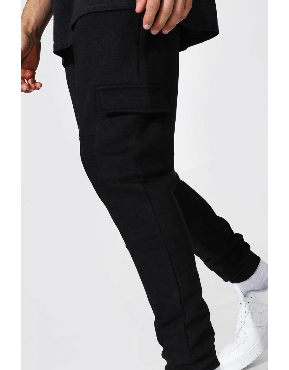 Skinny Fit Panelled Cargo Joggers - black - 2