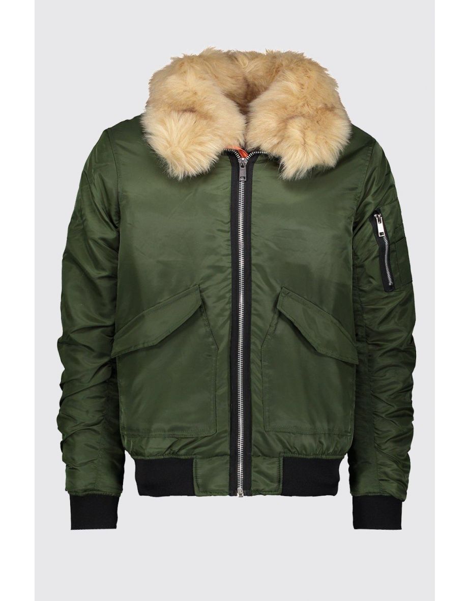 Padded ma1 bomber with faux fur collar new arrivals