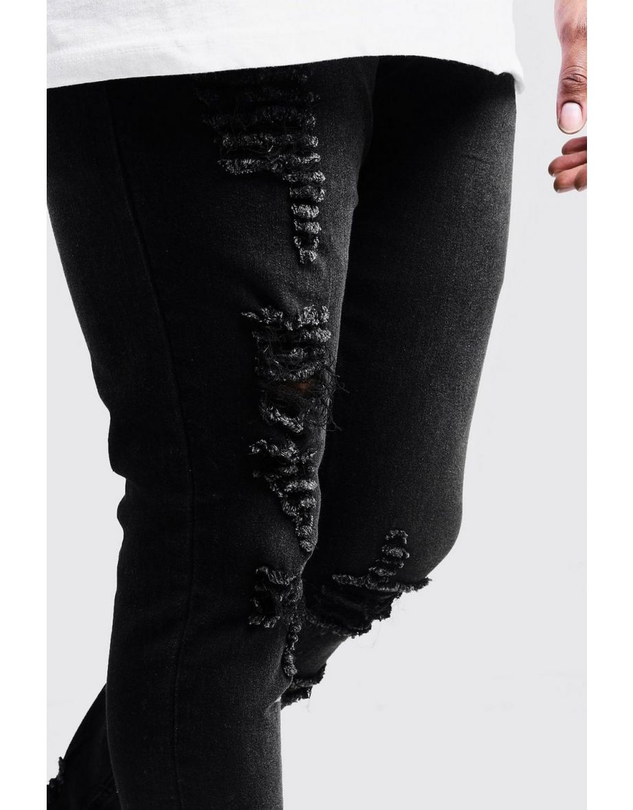 Big & Tall Distressed Skinny Fit Jeans - charcoal - 3