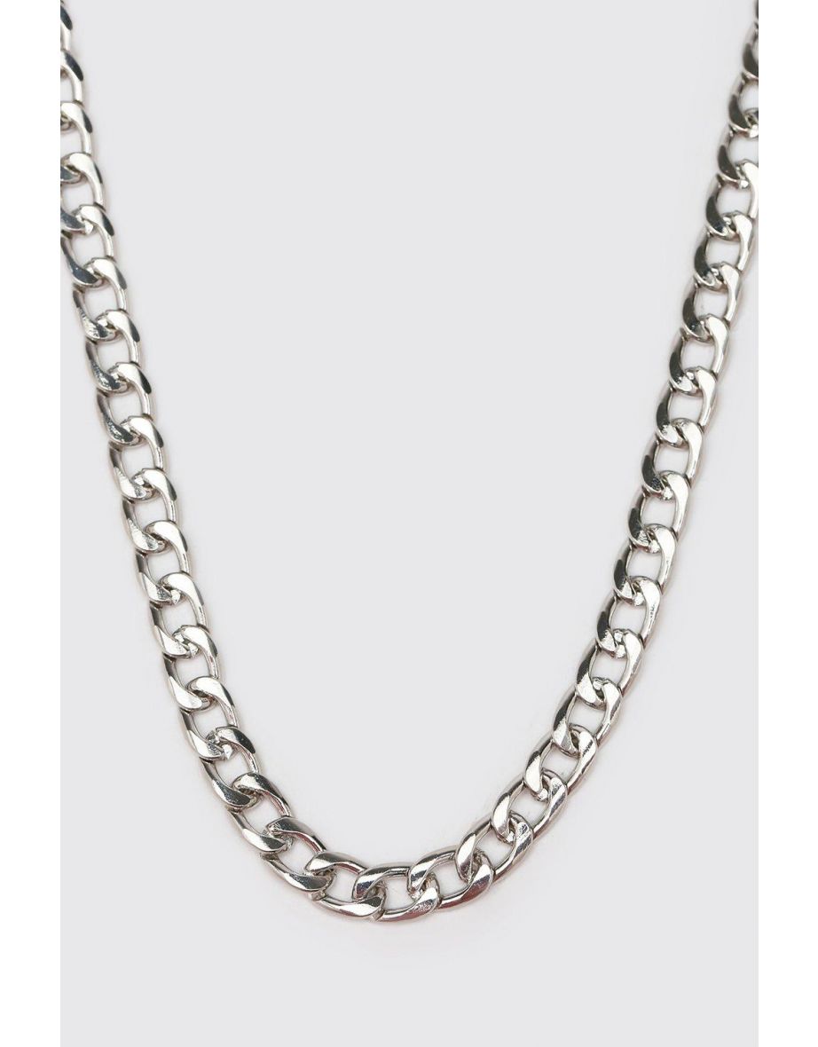 Short Length Plain Chain Necklace - silver - 2