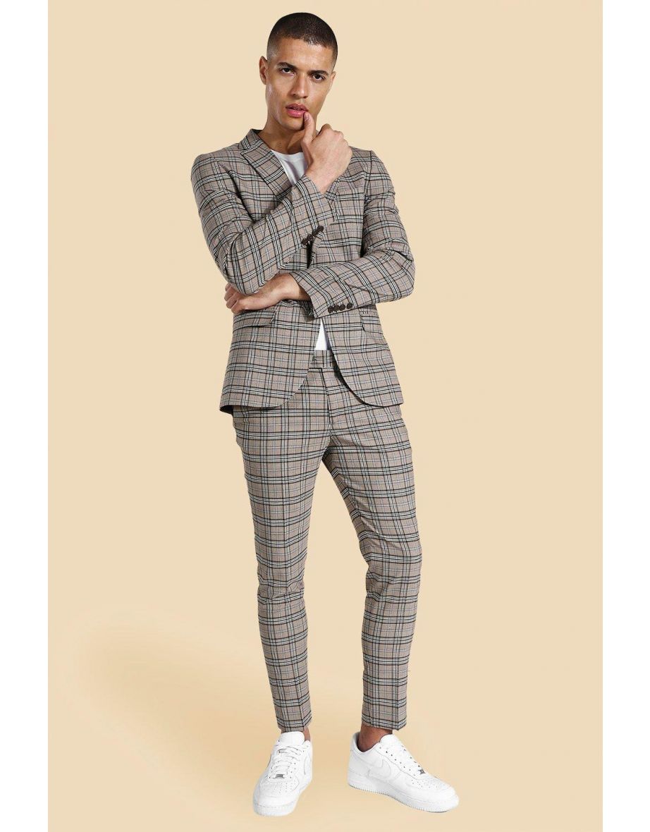 Single Breasted Super Skinny Suit Jacket - tan - 2