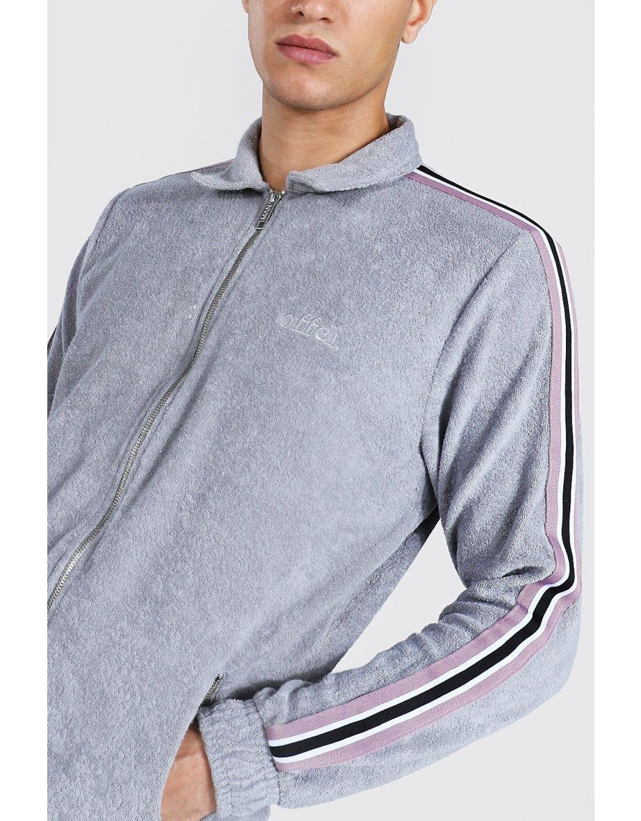 Official Man Zip Through Towelling Harrington - grey - 2