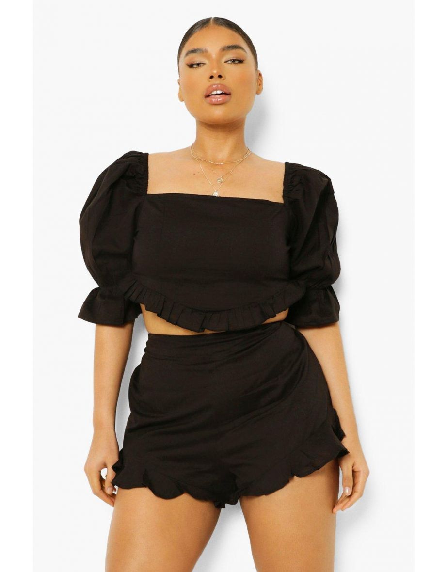 Plus Frill Hem Short Co-ord - black - 3