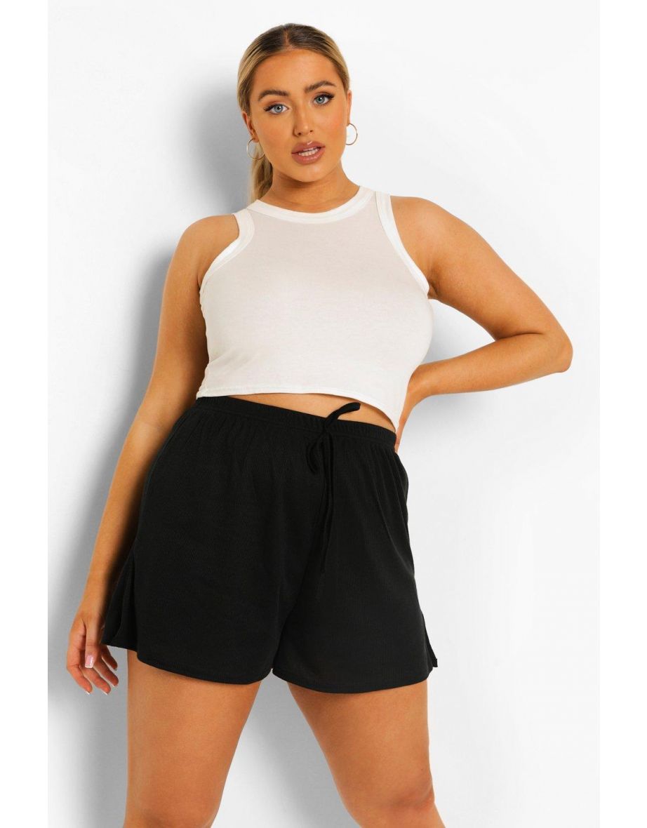 Plus Rib Split Runner Short - black