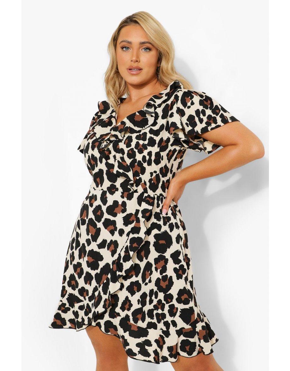 Leopard print wrap dress plus size best sale