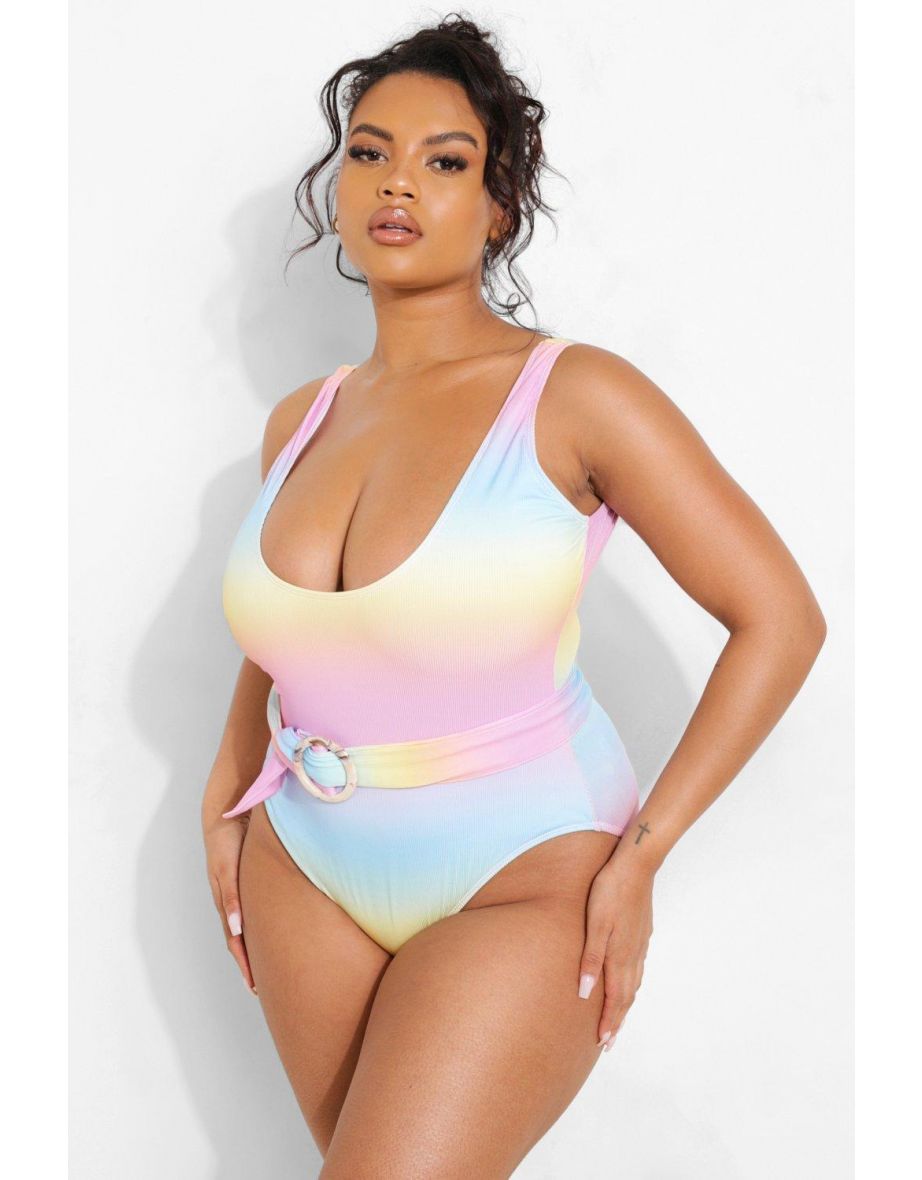 Plus Ombre Crinkle Swimsuit - multi