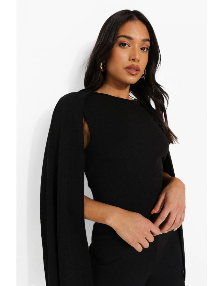 Petite Cape Sleeve Jumpsuit - black - 3