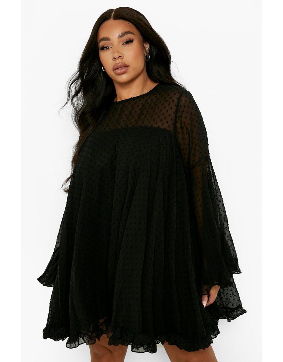 Black pleated shop smock dress