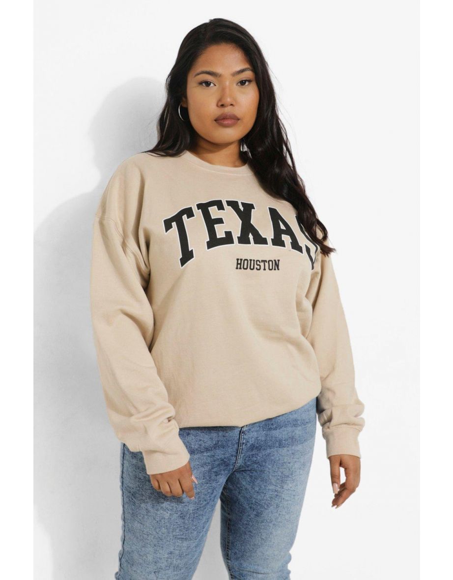 Plus Texas Slogan Oversized Sweat - sand - 3