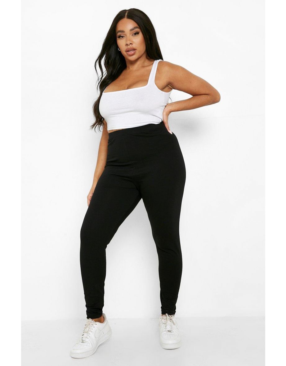 Plus Recycled 2 Pack Basic Cotton Mix Leggings - black - 3