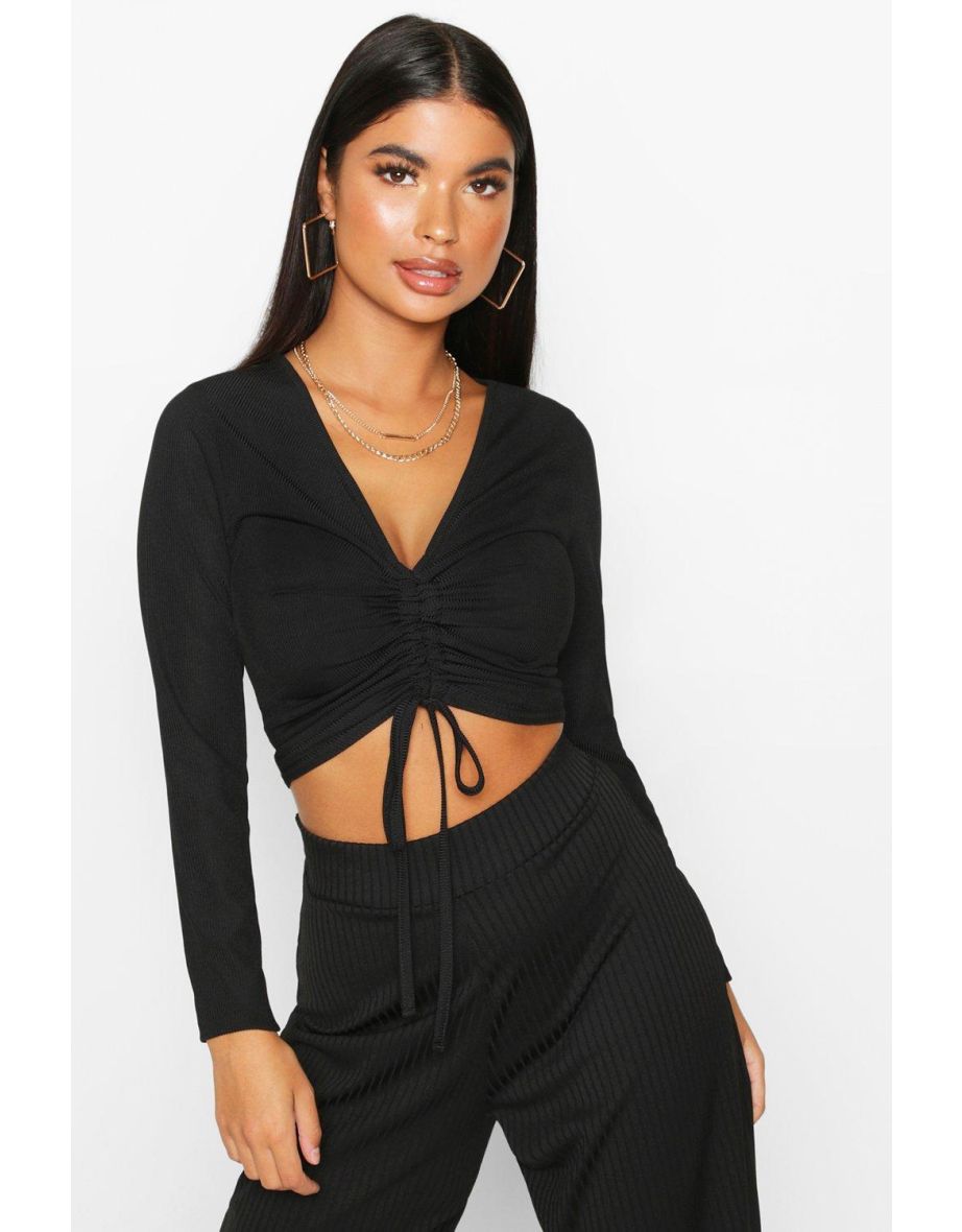 Ribbed ruched top outlet