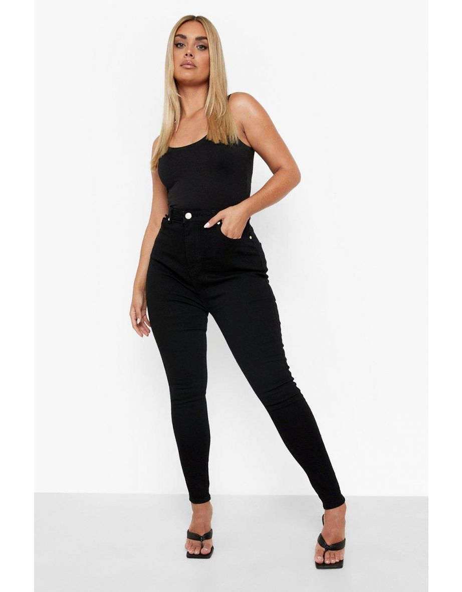 Plus High Waist Skinny Jeans - black - 3