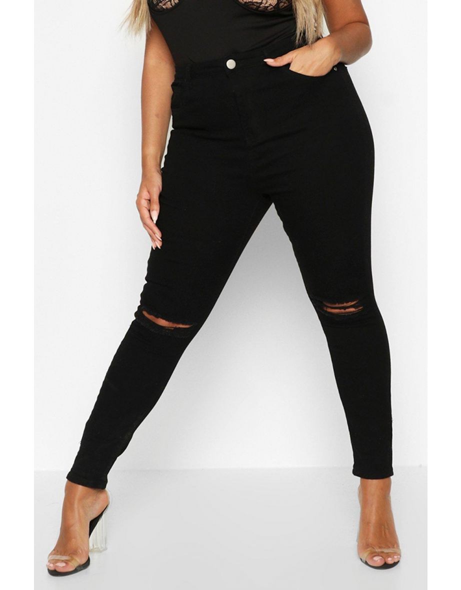 Plus Rip Knee Skinny Jegging - black - 3