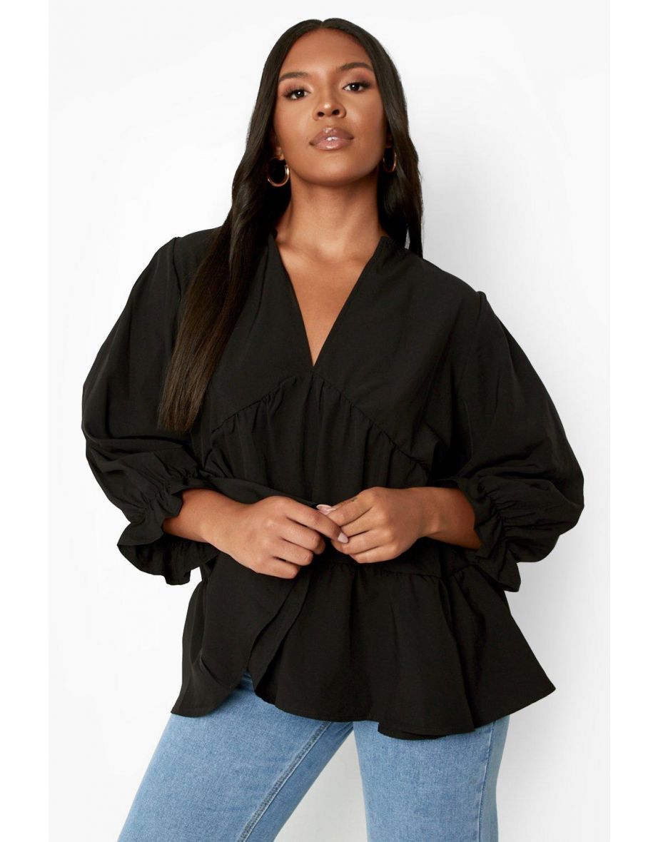 Plus Smock Top - black