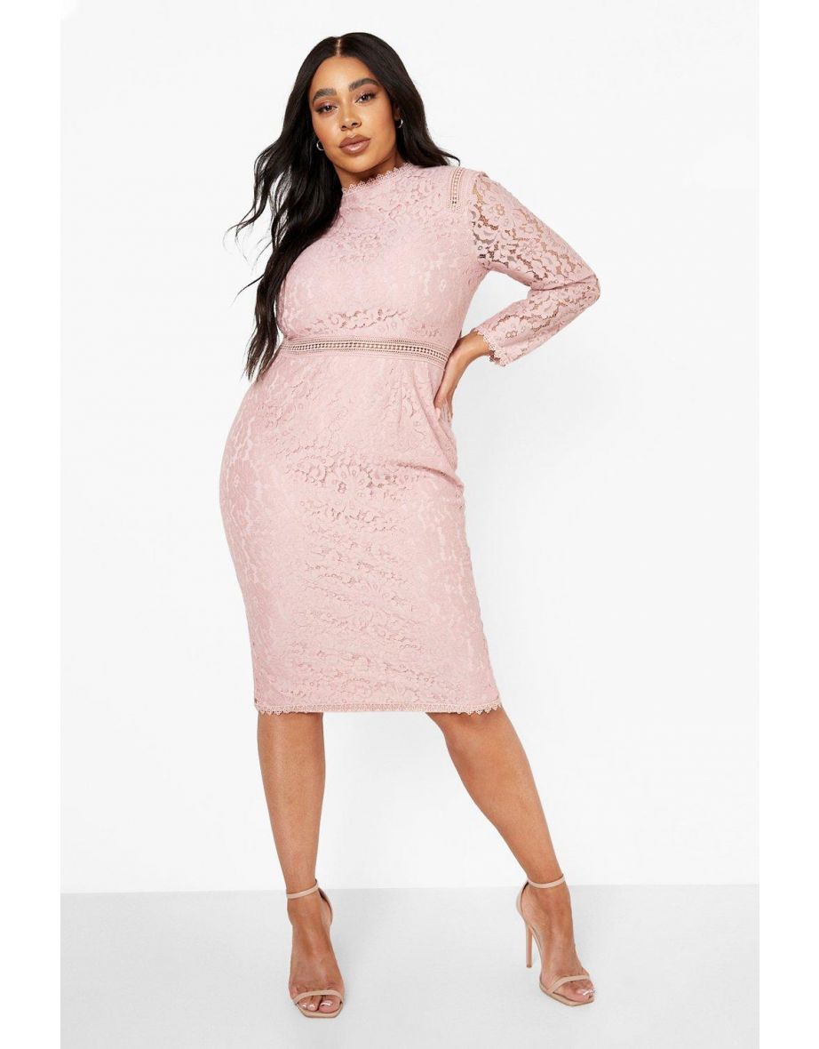 Boohoo pink lace hotsell dress