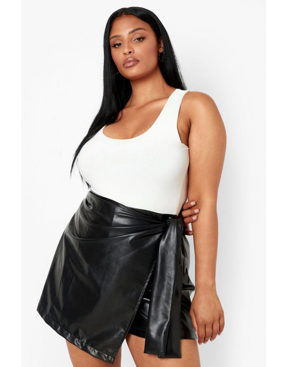Plus Pu Wrap Skort - black - 3