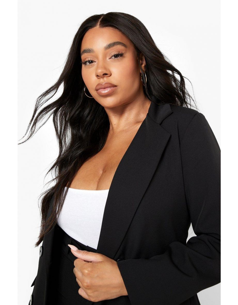 Plus Tailored Double Breasted Blazer - black - 3