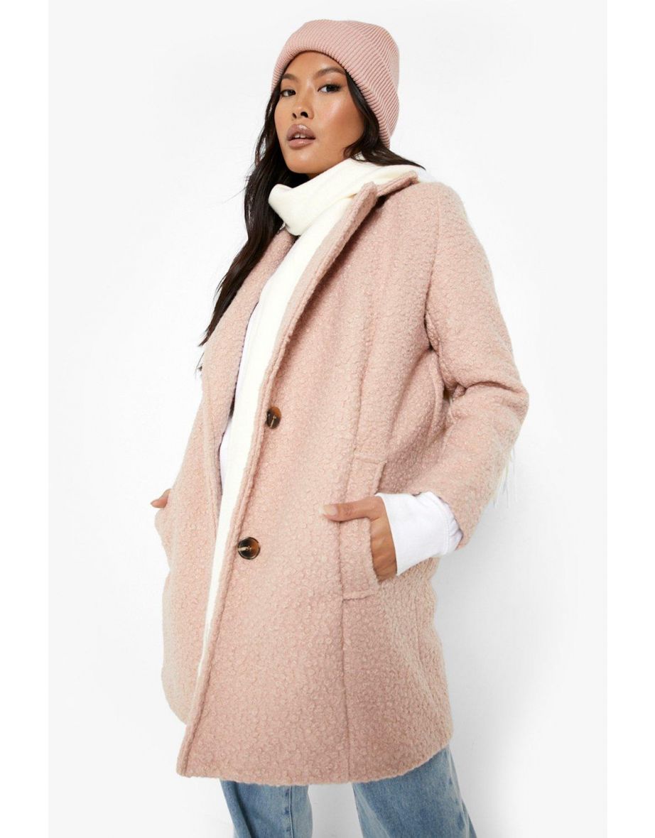 Petite Textured Wool Look Tailored Coat - blush