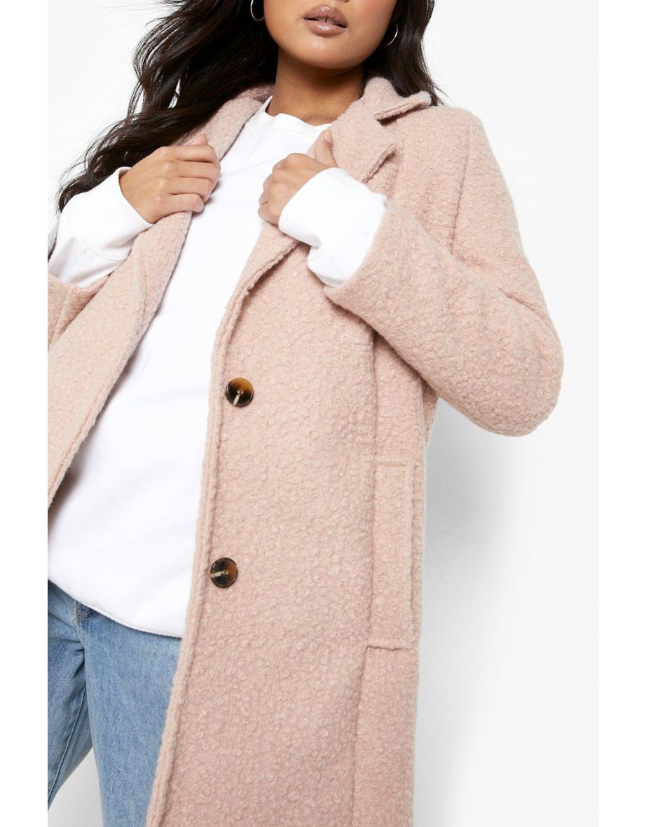 Petite Textured Wool Look Tailored Coat - blush - 3