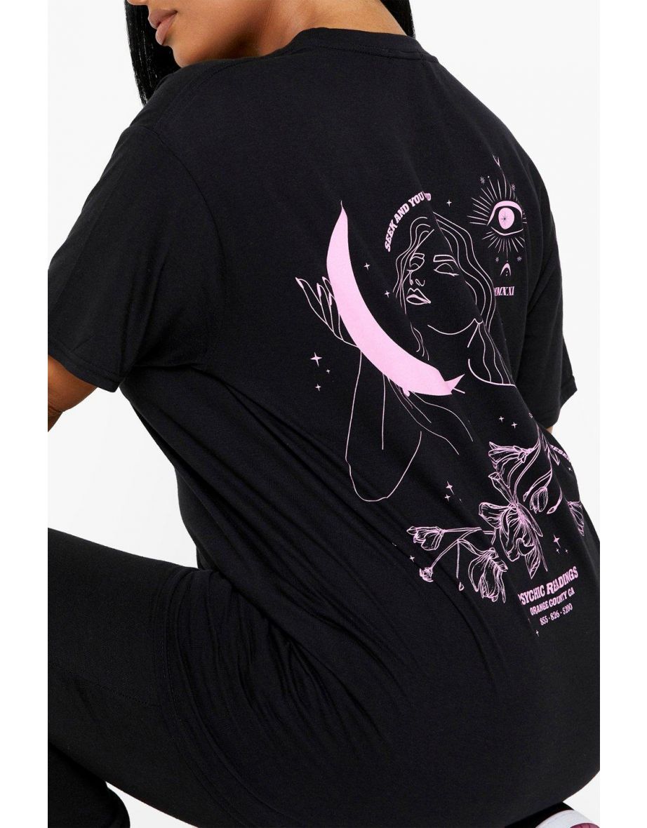 Plus Moon And Stars Back Print T-shirt - black - 3