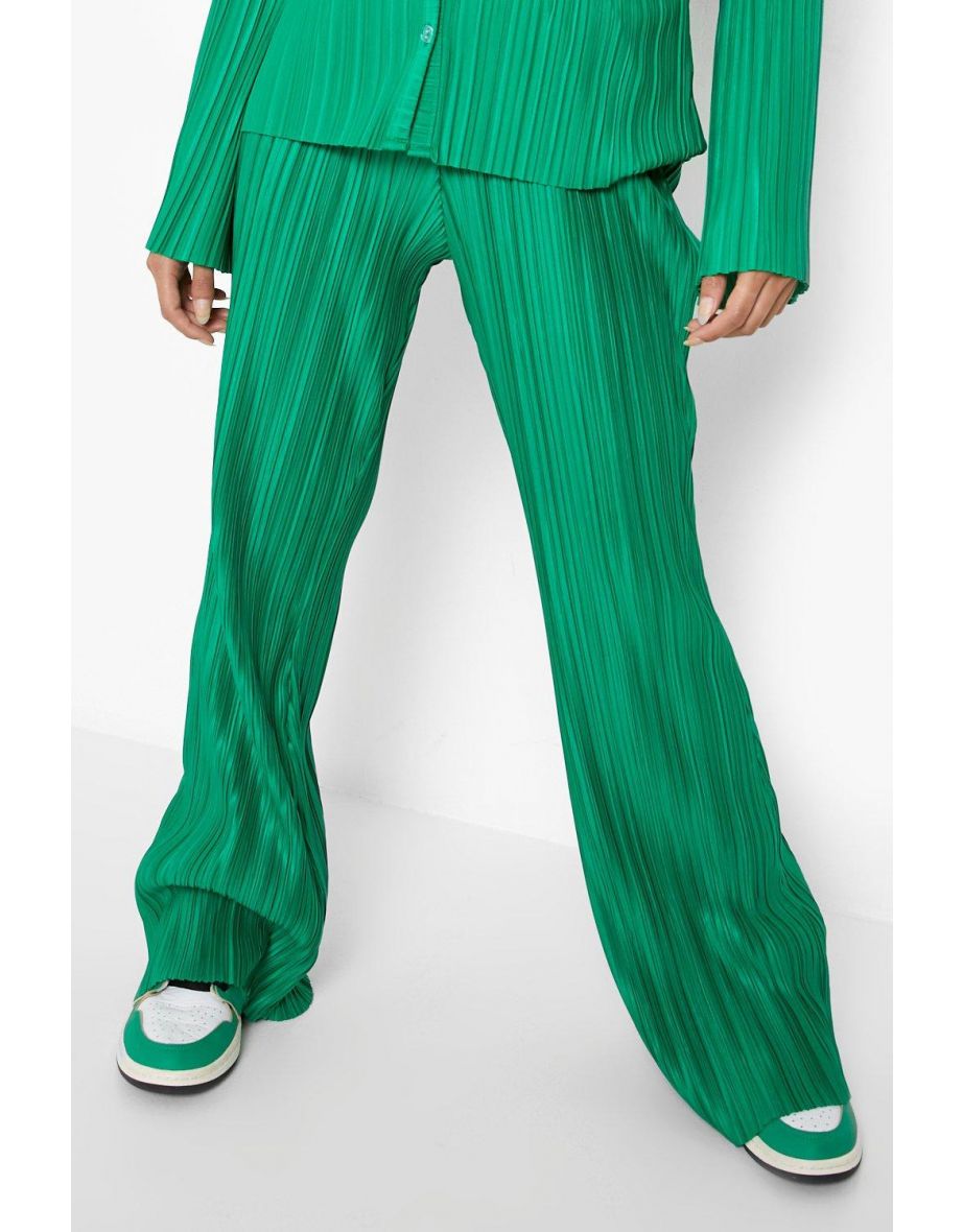 Petite Plisse Flare Trouser - green - 3