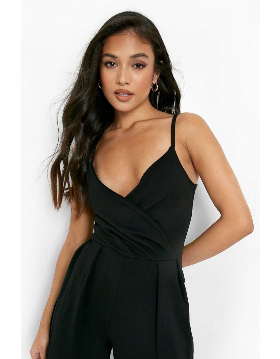 Petite Pleat Detail Wide Leg Jumpsuit - black - 3