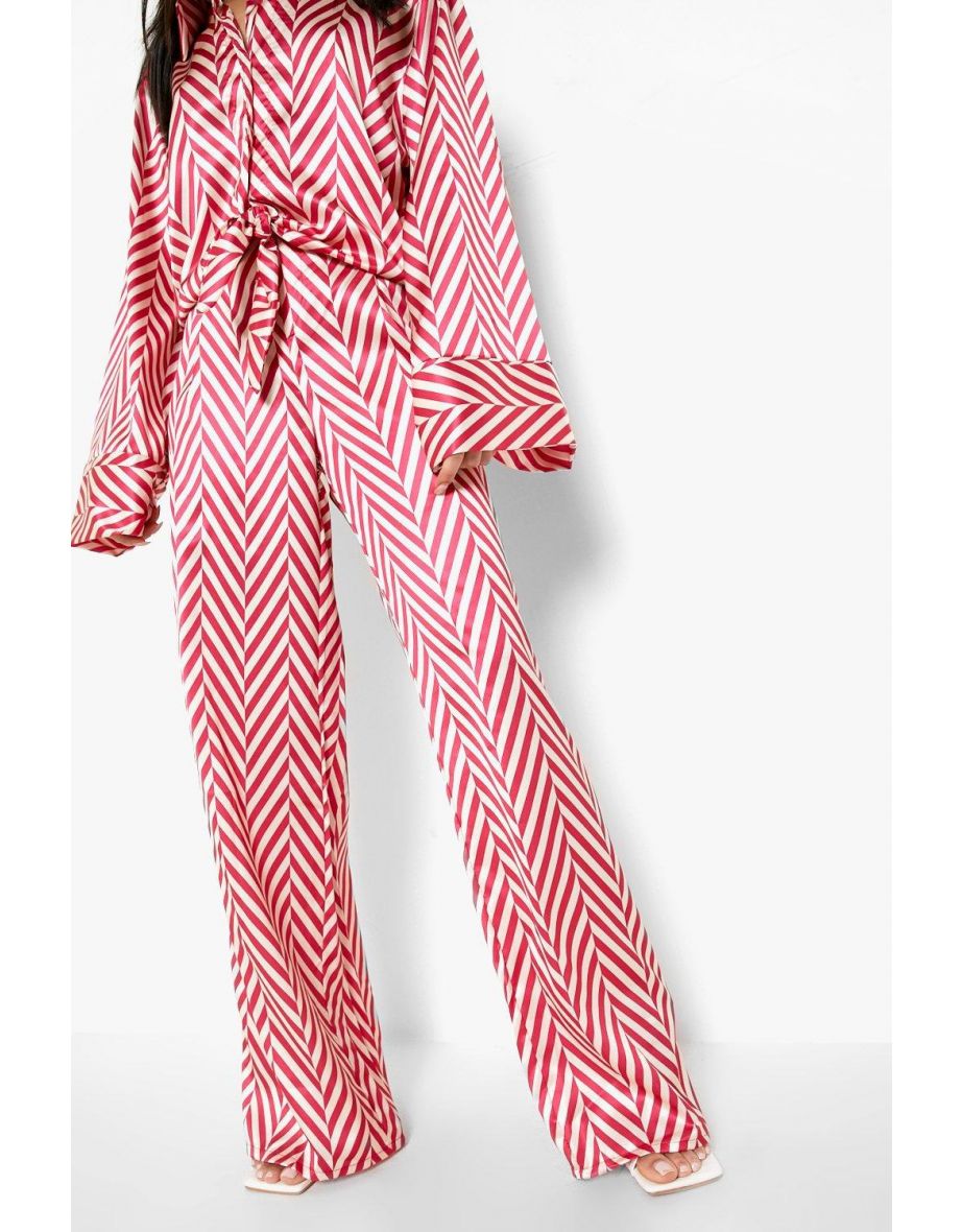 Petite Satin Wide Leg Trouser - red - 3