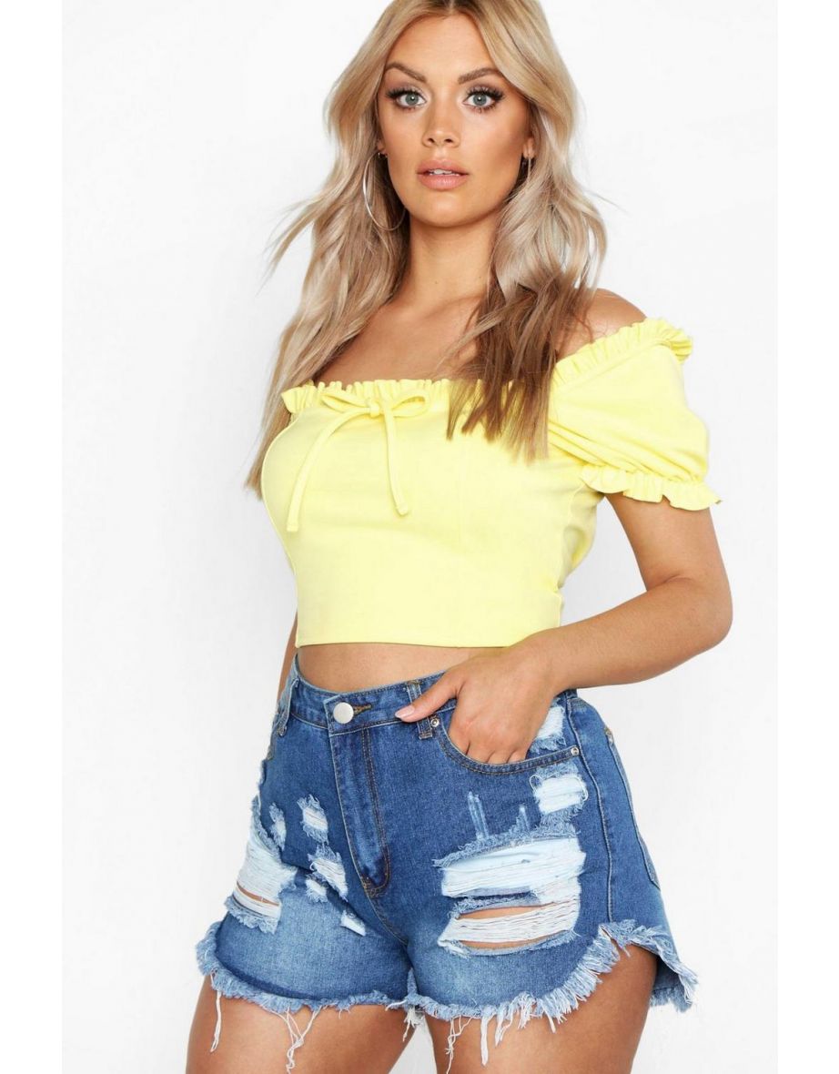 Plus Extreme Rip Denim Shorts - mid blue - 3