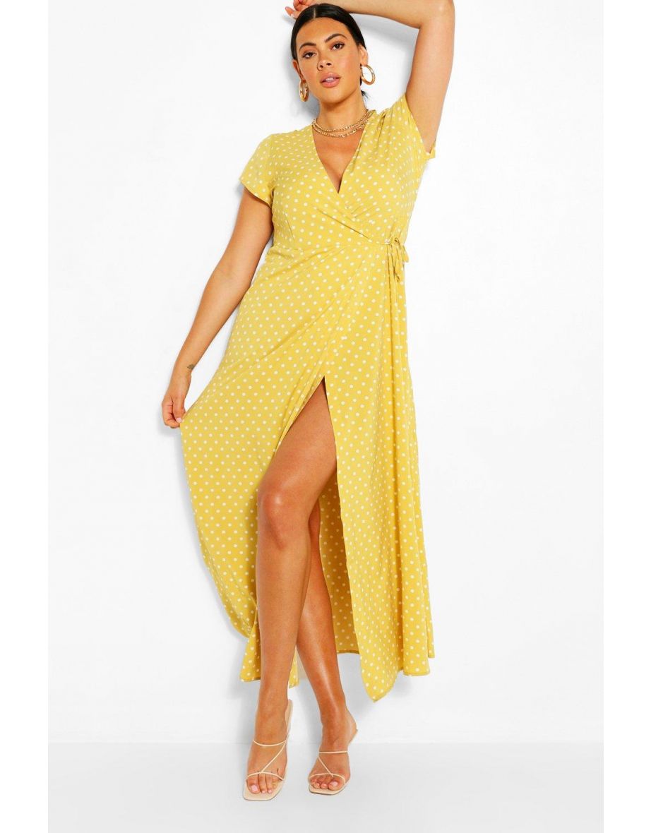 Boohoo yellow deals polka dot dress