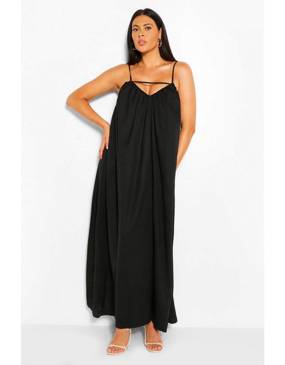 Plus Strappy Cut Out Maxi Dress - black